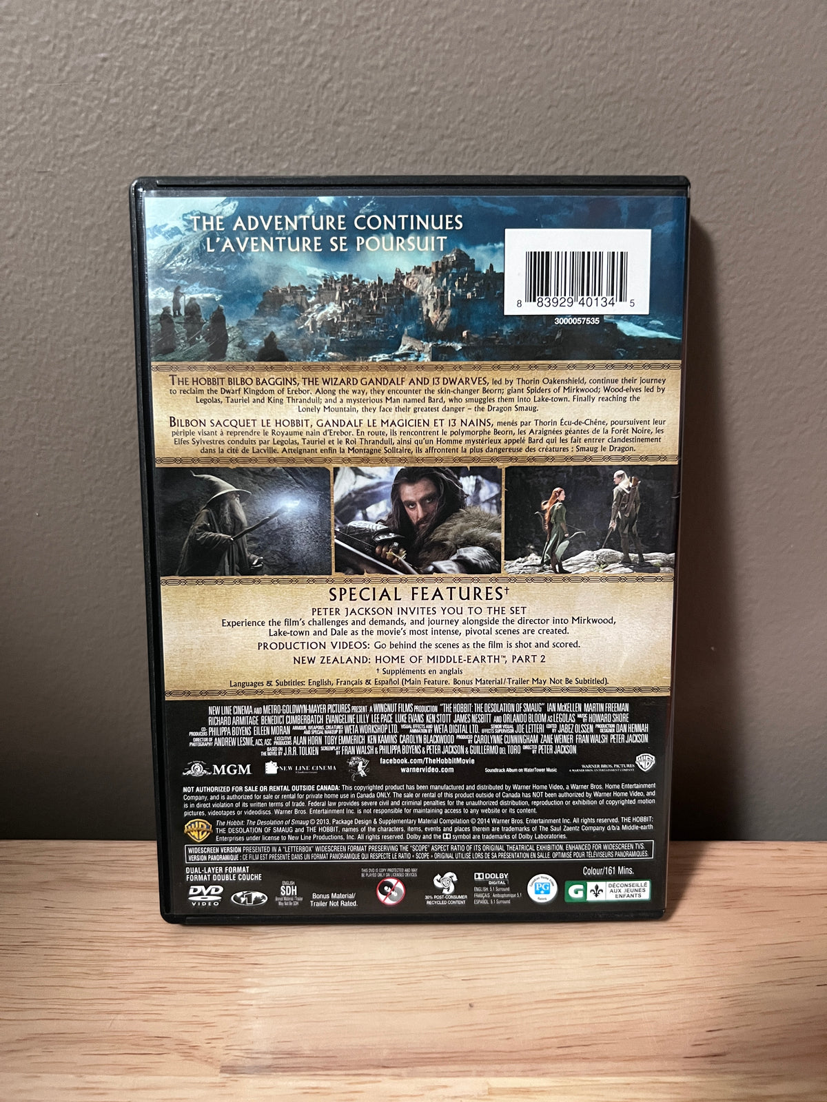 Rear / packaging view of The Hobbit: The Desolation of Smaug (2-Disc Special Edition) DVD