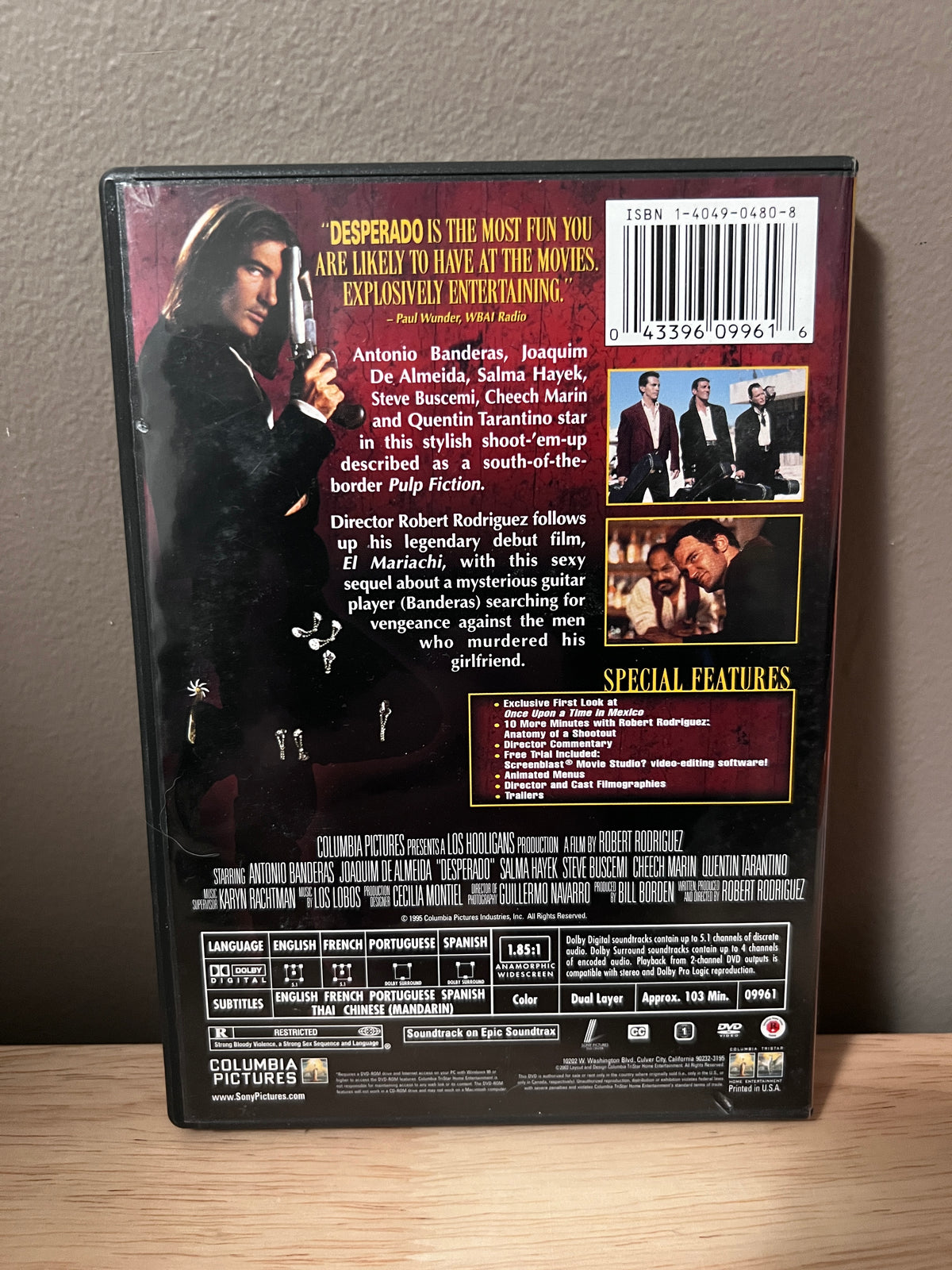 Rear / packaging view of Desperado: Special Edition DVD