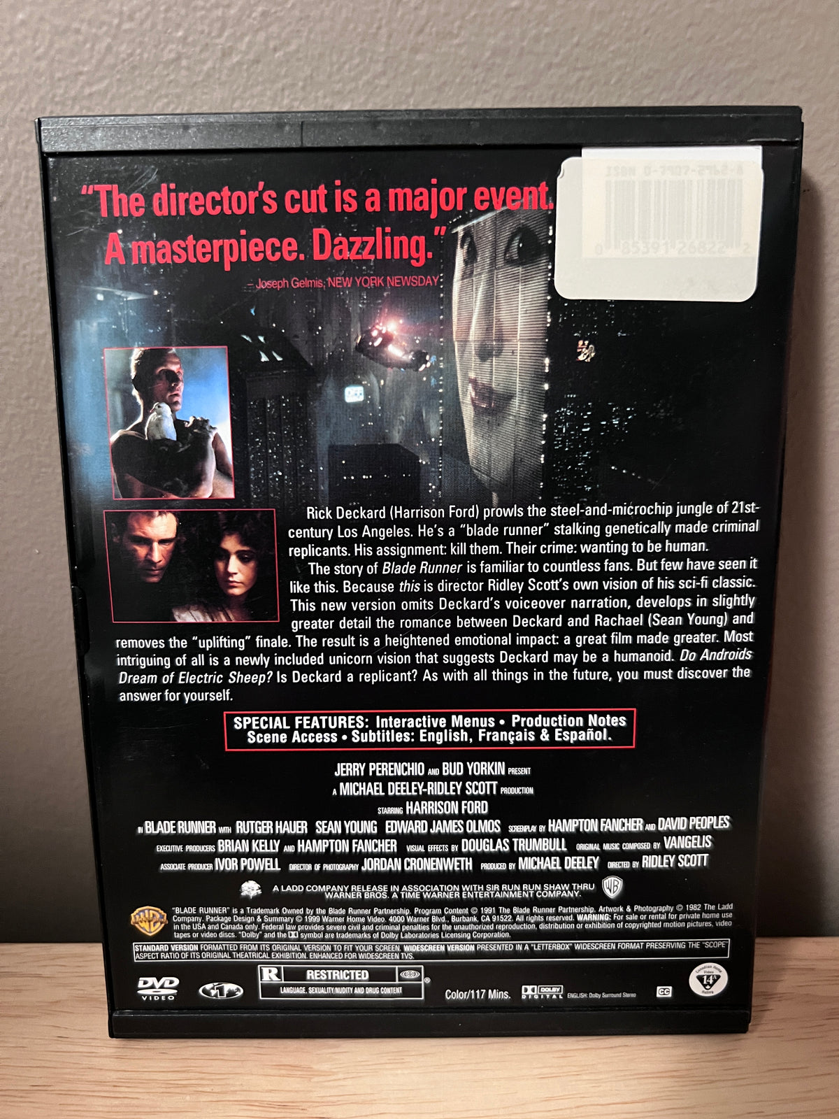 Rear / packaging view of Blade Runner: The Director's Cut DVD