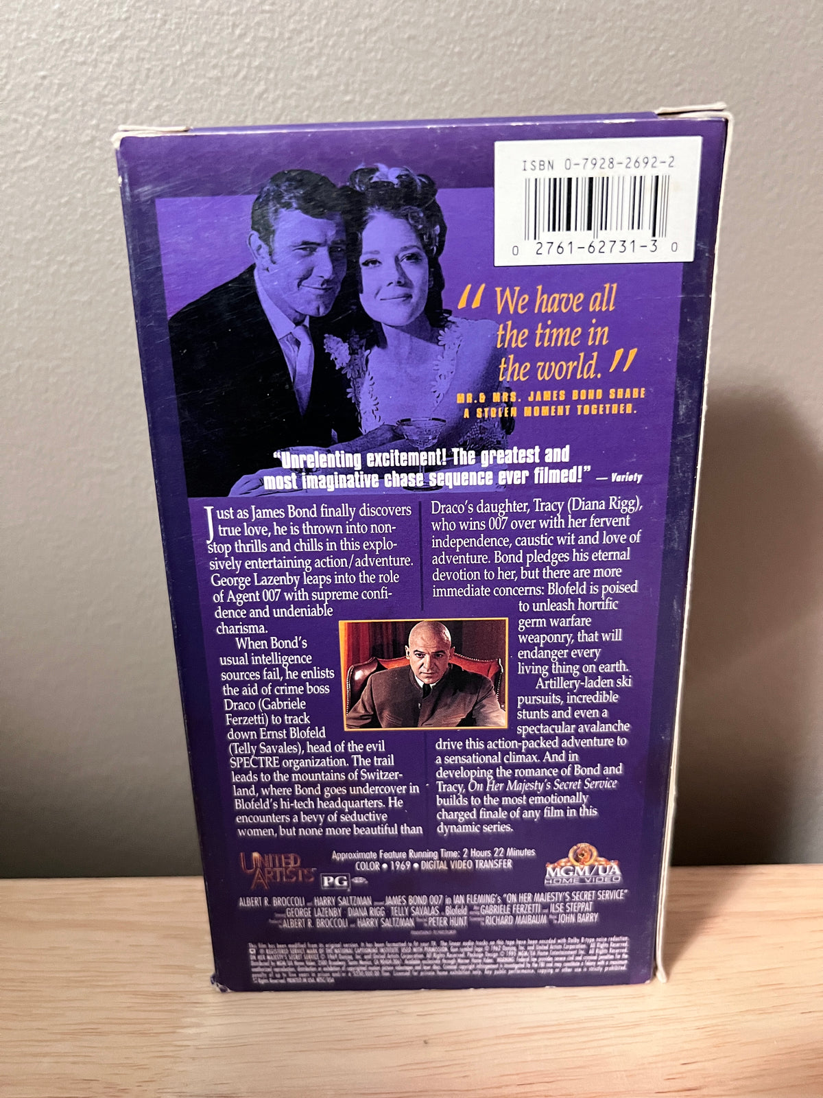 Back packaging of On Her Majesty's Secret Service: The James Bond 007 Collection VHS