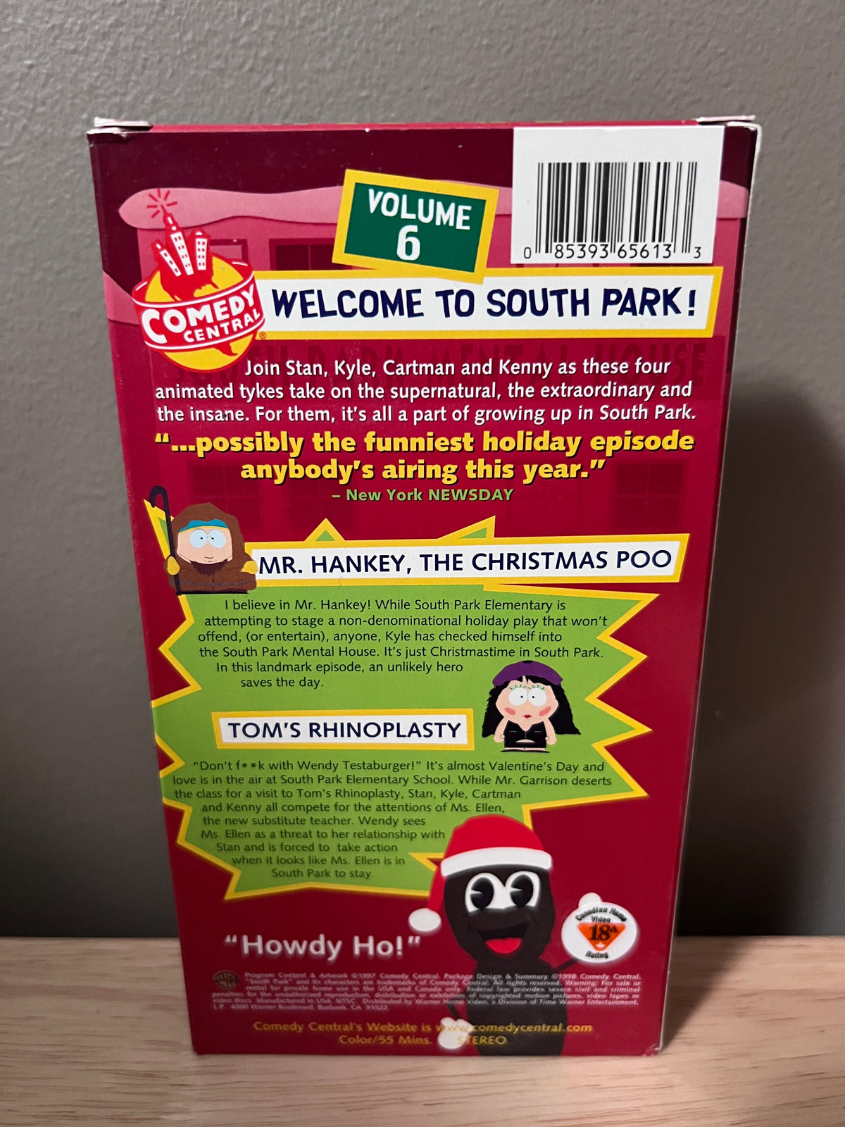 Back packaging of South Park: Volume 6 VHS