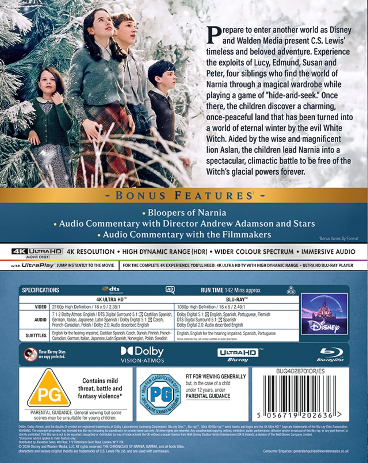 The Chronicles of Narnia: The Lion, The Witch and The Wardrobe (UK Import) [4K Ultra HD + Blu-ray]