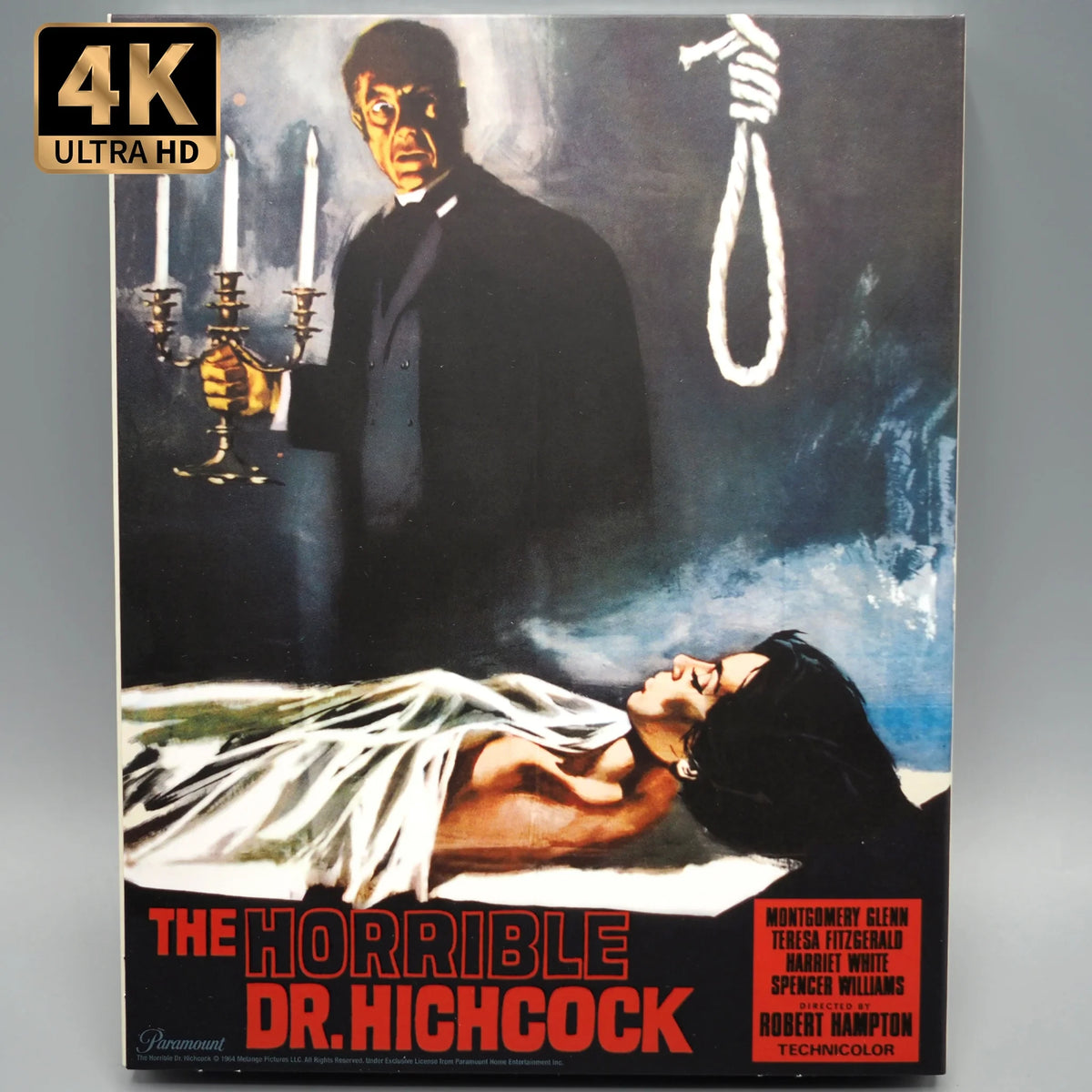 Back slipcover of The Horrible Dr. Hichcock [4K Ultra HD + Blu-ray Set]