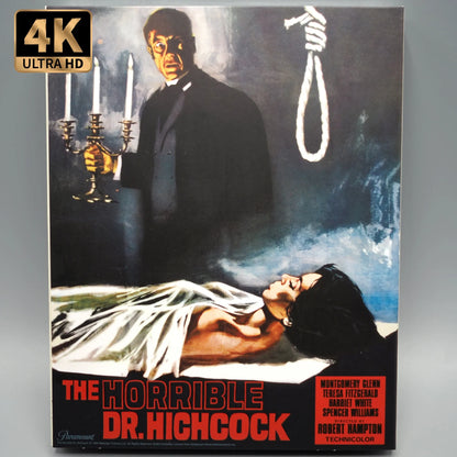 Back slipcover of The Horrible Dr. Hichcock [4K Ultra HD + Blu-ray Set]