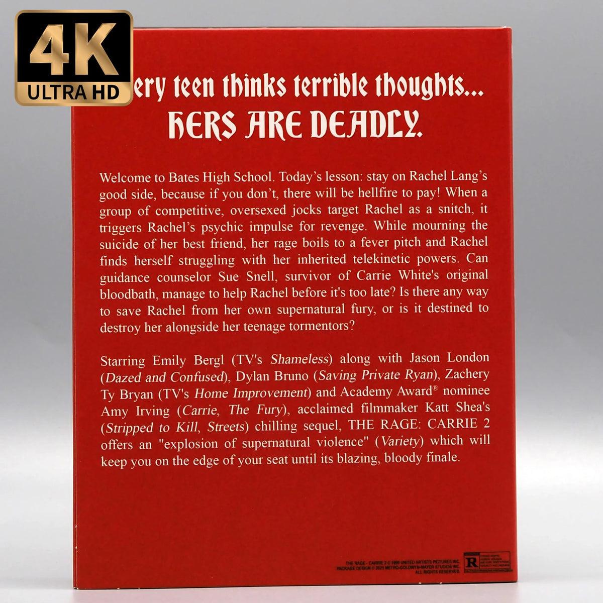 Back slipcover of The Rage: Carrie 2 [4K Ultra HD + Blu-ray]
