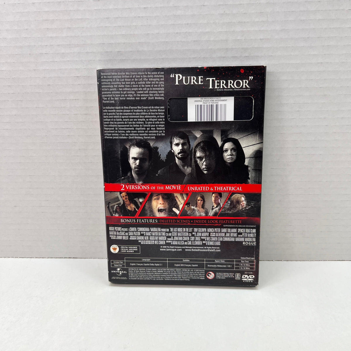 Back slipcover of The Last House on the Left [DVD]