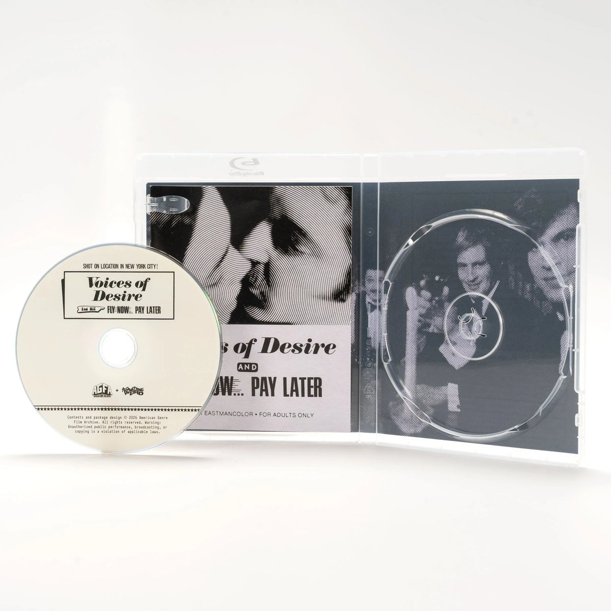 Open case showing disc art of Voices of Desire + Fly Now, Pay Later Limited Edition [Blu-ray]