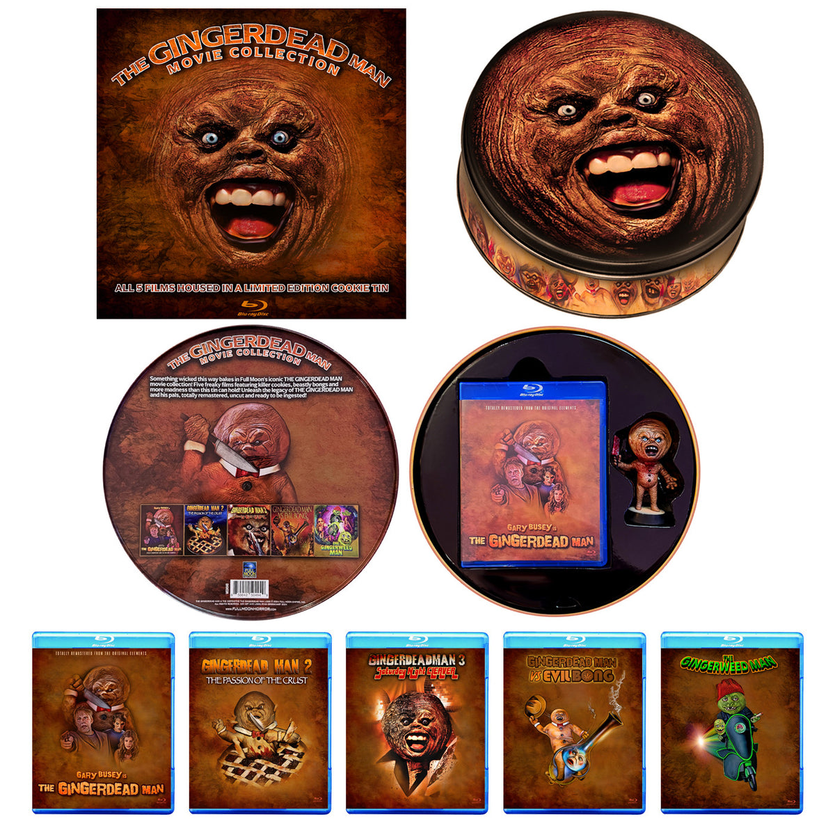 Box contents of The Gingerdead Man Movie Collection: Limited Edition Cookie Tin [Blu-ray]
