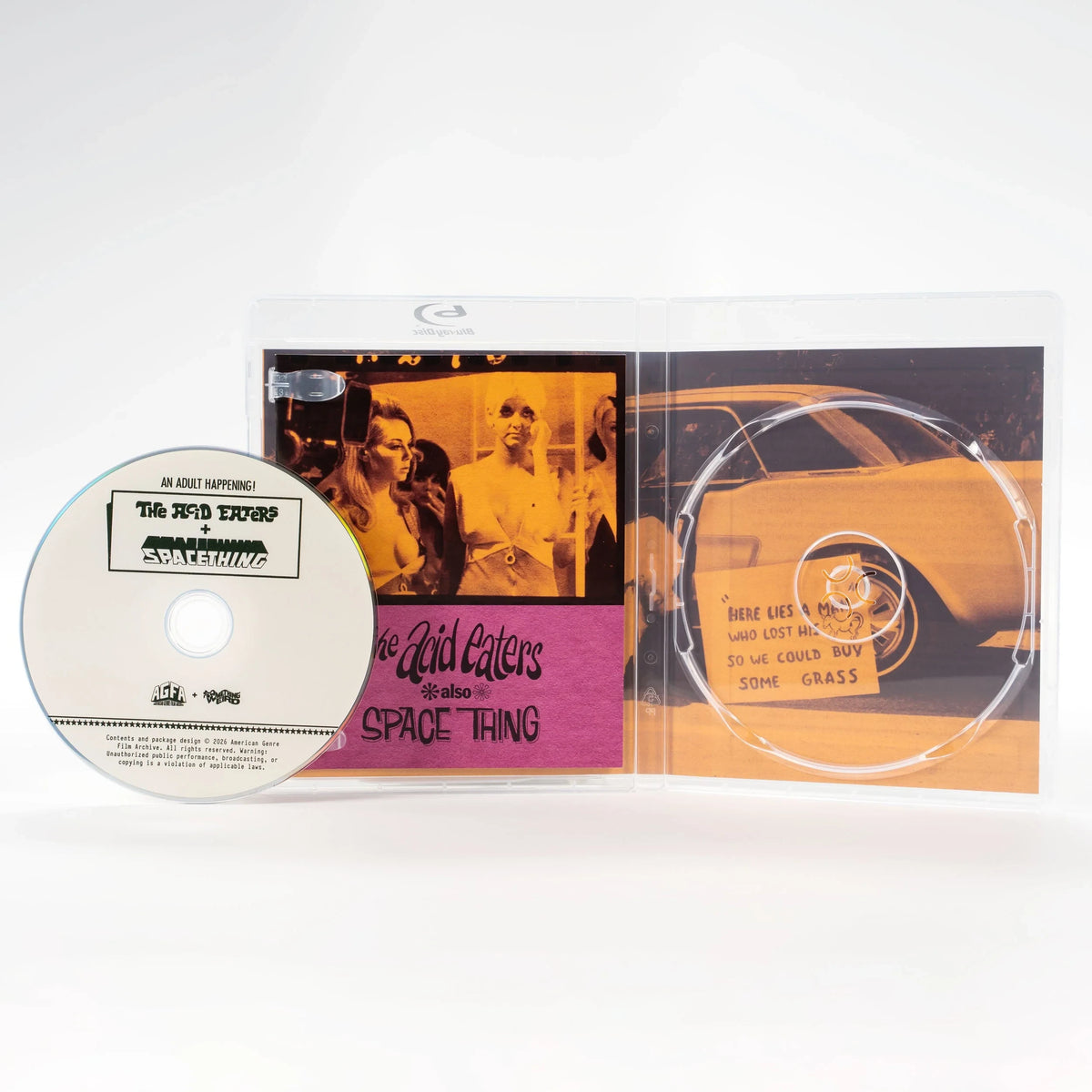 Open case showing disc art of The Acid Eaters + Space Thing [Blu-ray]