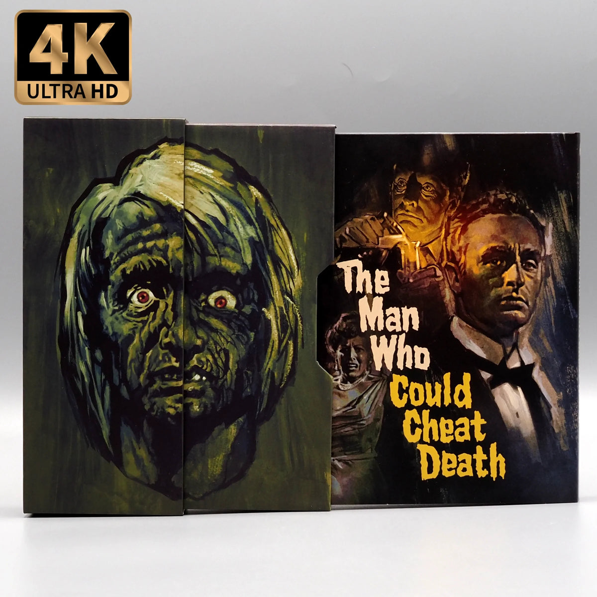 Open Limited Edition Deluxe Box showing contents 3 of The Man Who Could Cheat Death [4K Ultra HD + Blu-ray]