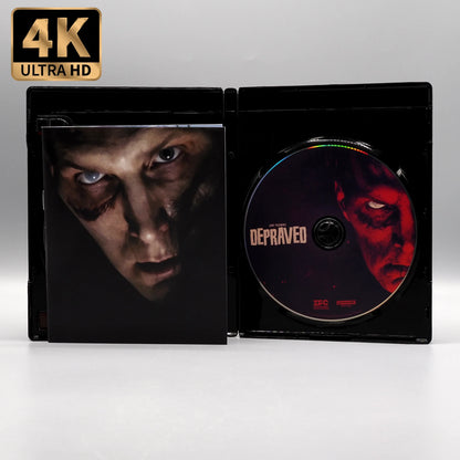 Open case showing discs of Depraved [4K Ultra HD + Blu-ray Set]