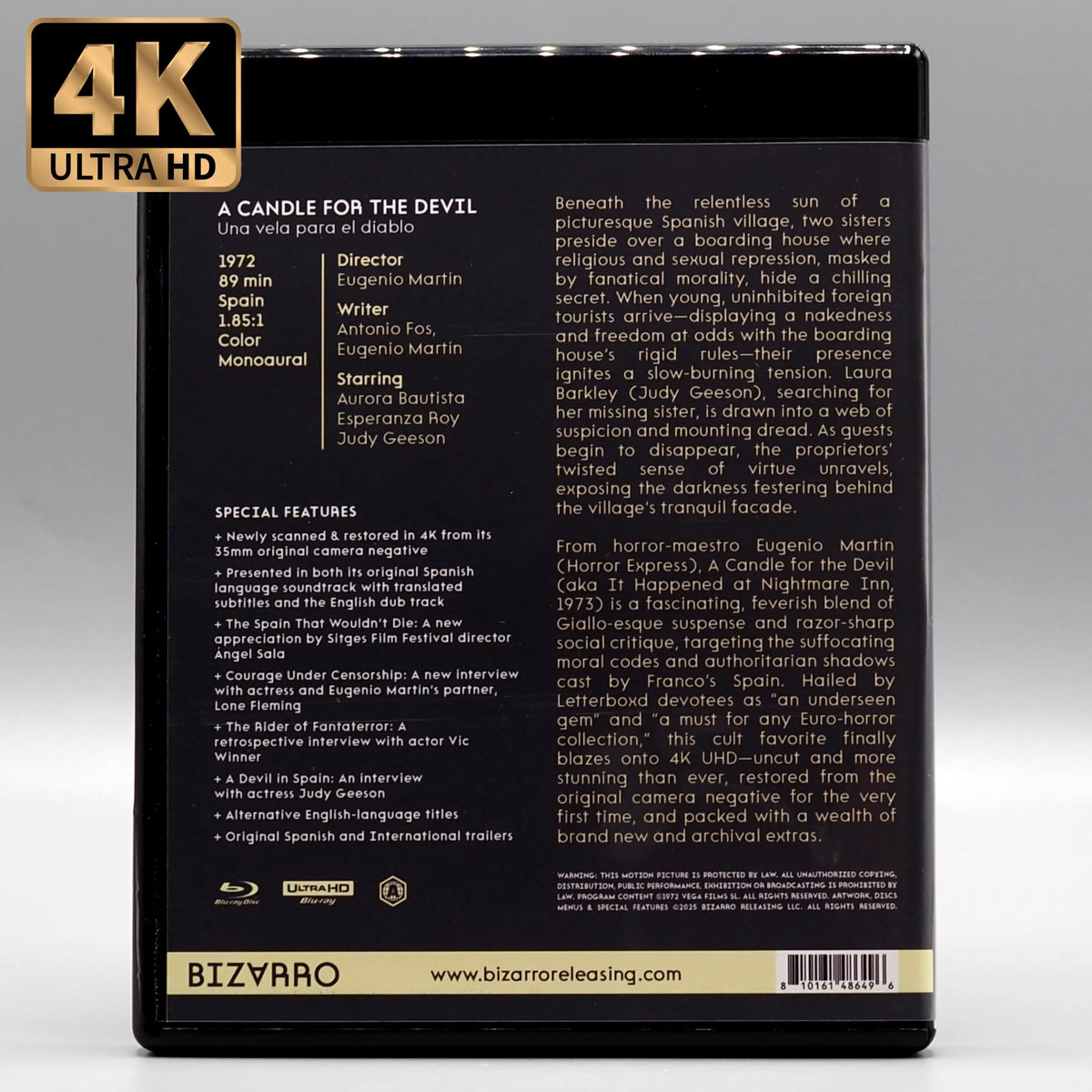 Back case of A Candle for the Devil [4K Ultra HD + Blu-ray]