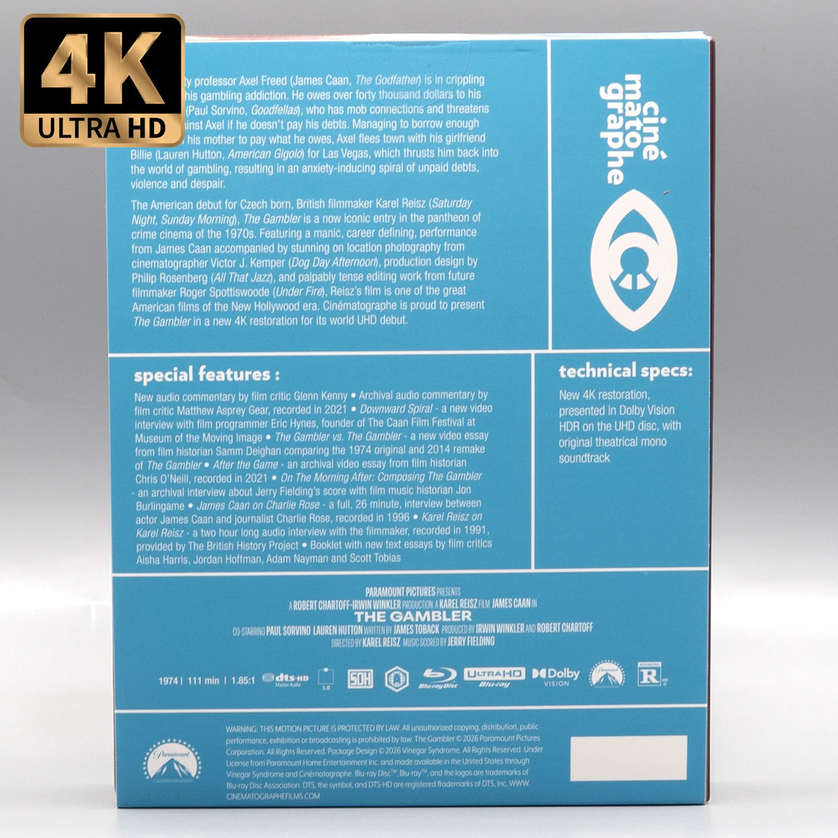 Back slipcase The Gambler [4K Ultra HD + Blu-ray]