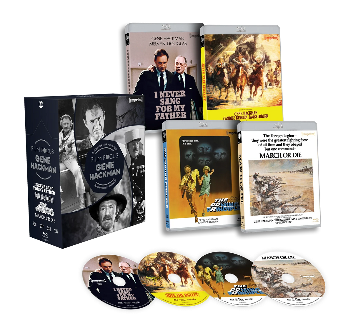 Box contents of Film Focus: Gene Hackman (1970 - 1977) Limited Edition Hardbox [Blu-ray] (Australian Import)