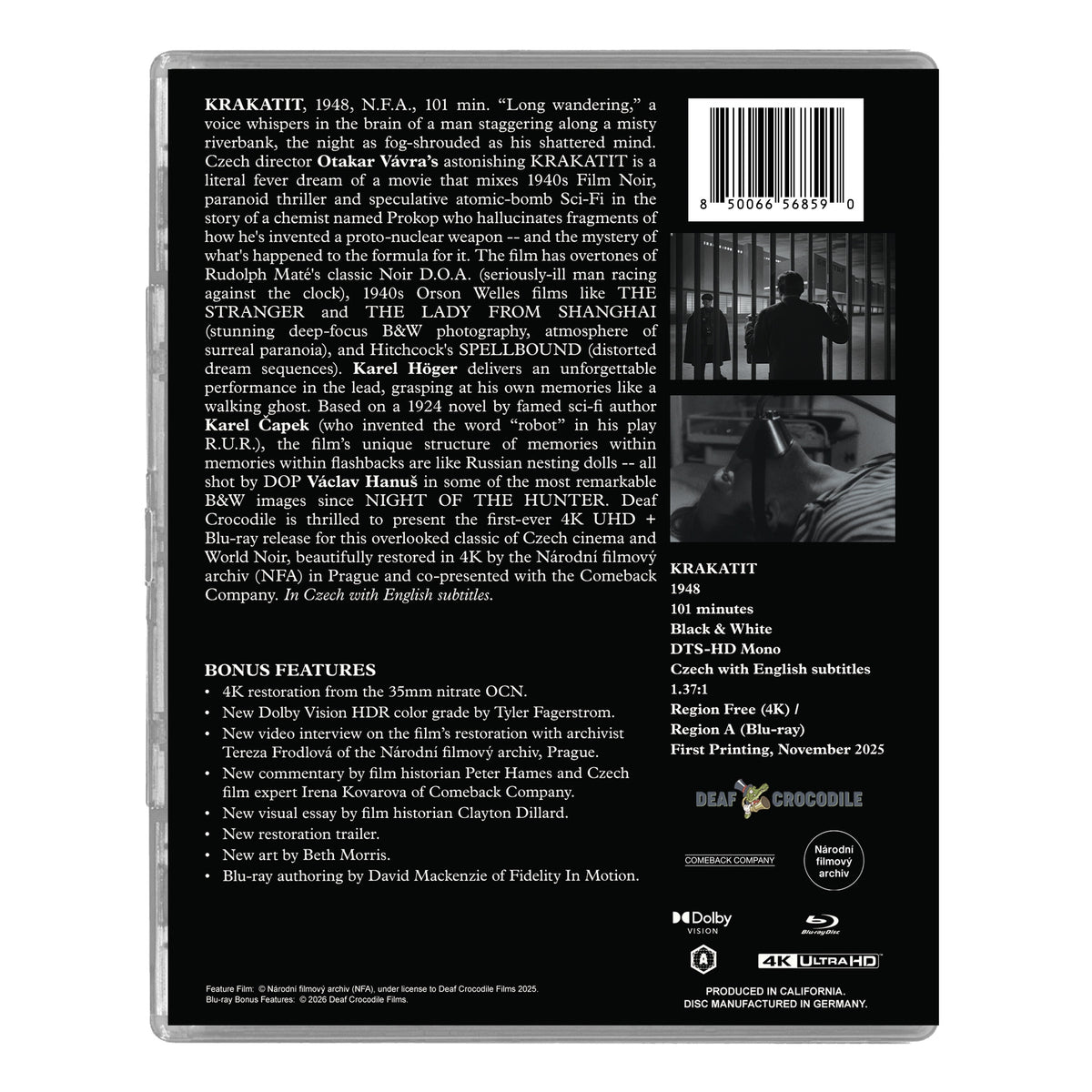 Back cover of Krakatit [4K Ultra HD + Blu-ray]