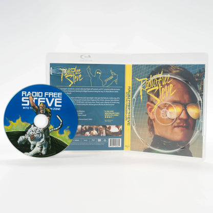Open case showing disc art of Radio Free Steve [Blu-ray]