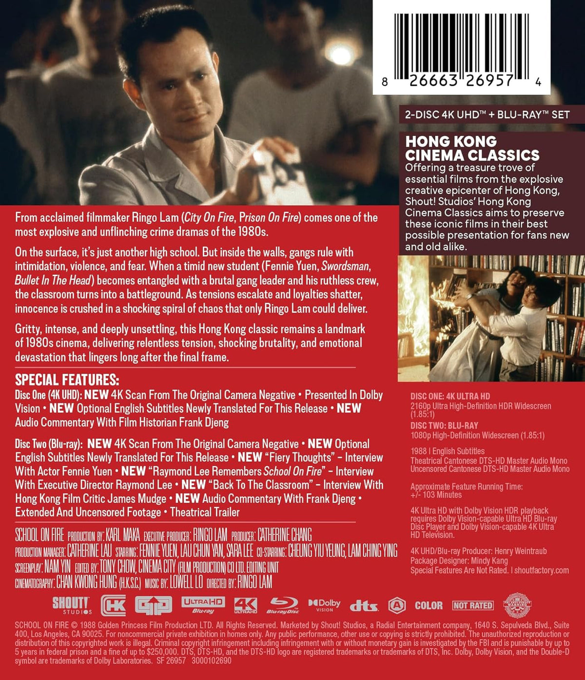 Back cover of School on Fire [4K Ultra HD + Blu-ray]