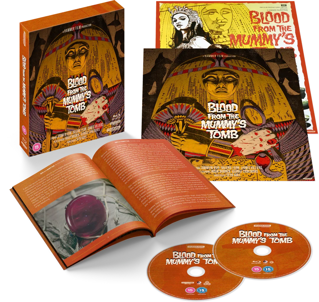 Box contents of Blood from the Mummy's Tomb Limited Edition (UK Imp.) [4K Ultra HD + Region B Blu-ray]