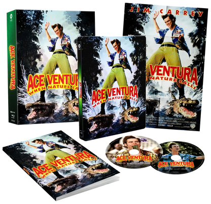 Box contents of Ace Ventura: When Nature Calls Limited Edition Steelbook in Hardcase [4K Ultra HD + Blu-ray] (Australian Import)
