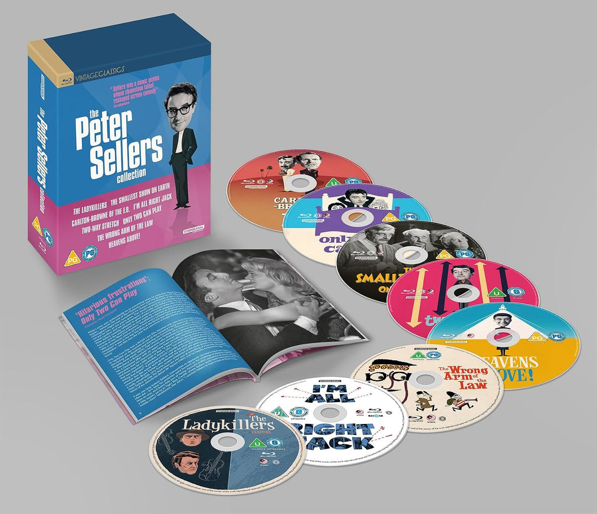Box contents of The Peter Sellers Centenary Collection UK Import [Region B Blu-ray]