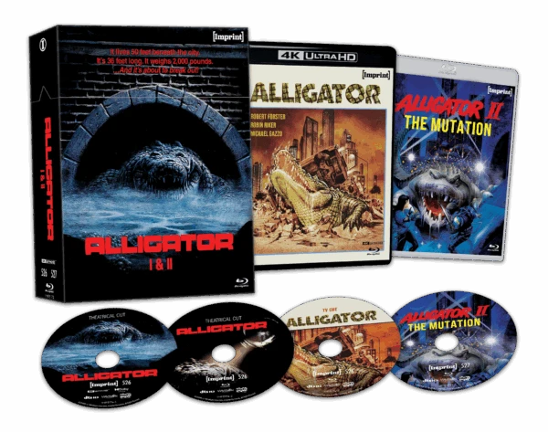 Box contents of Alligator I & II (1980 / 1991) Limited Edition Hardbox [4K Ultra HD + Blu-ray] (Australian Import)