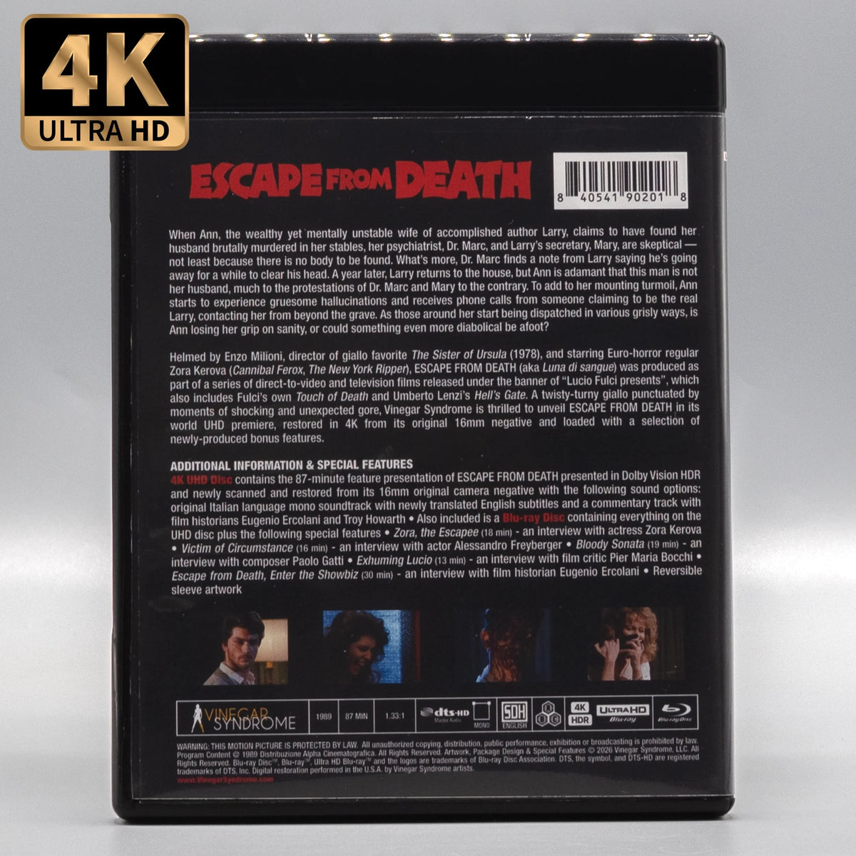 Back case of Escape from Death [4K Ultra HD + Blu-ray]