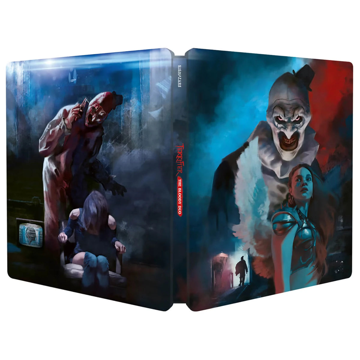 Full artwork of Terrifier: The Bloody Duo Limited Edition Steelbook (UK Import) [4K Ultra HD]