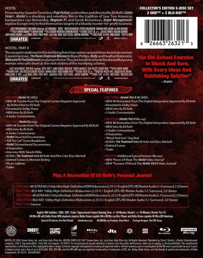 Back cover of Hostel: Parts I & II - Limited Edition Steelbook [4K Ultra HD + Blu-ray]
