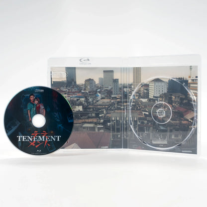 Open case showing disc art of Tenement [Blu-ray]