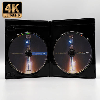 Open case showing discs of The Golden Child [4K Ultra HD + Blu-ray Set]