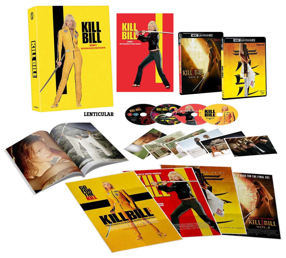 Box contents of Kill Bill: Volume 1 & 2 (2003 - 2004) Limited Edition [4K Ultra HD +Blu-ray] (Australian Import)