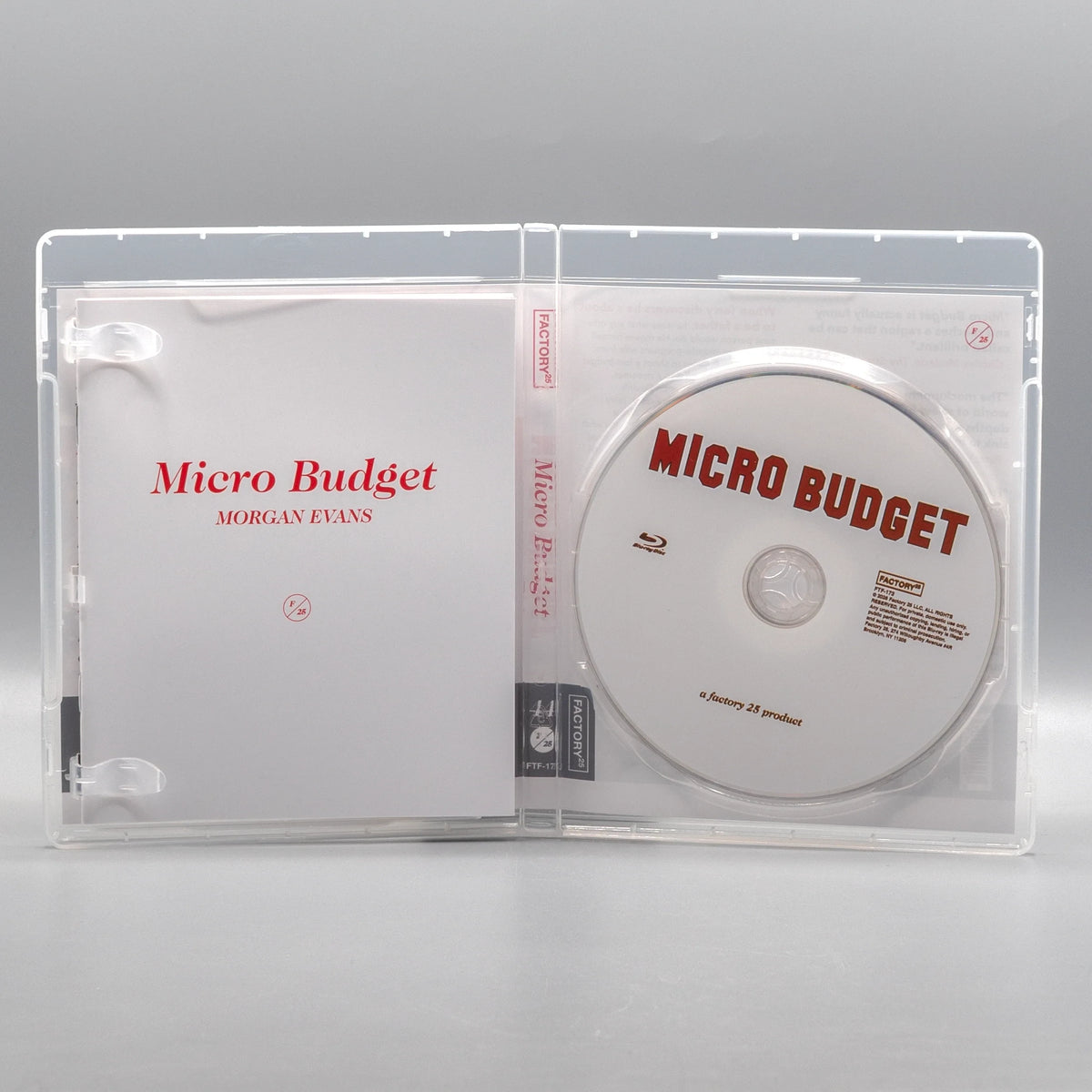Open case showing disc art of Micro Budget [Blu-ray]