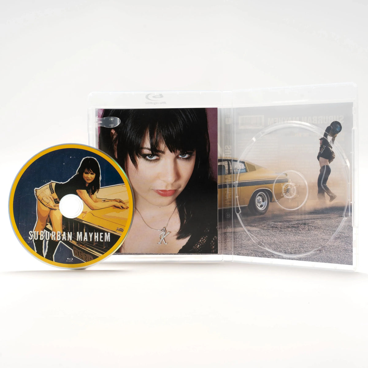 Open case showing disc art of Suburban Mayhem Limited Edition [Blu-ray]