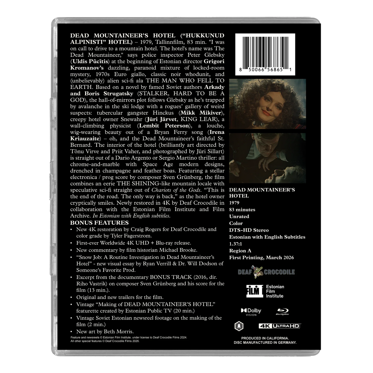 Back case of Dead Mountaineer's Hotel Deluxe Limited Edition [4K Ultra HD + Blu-ray]