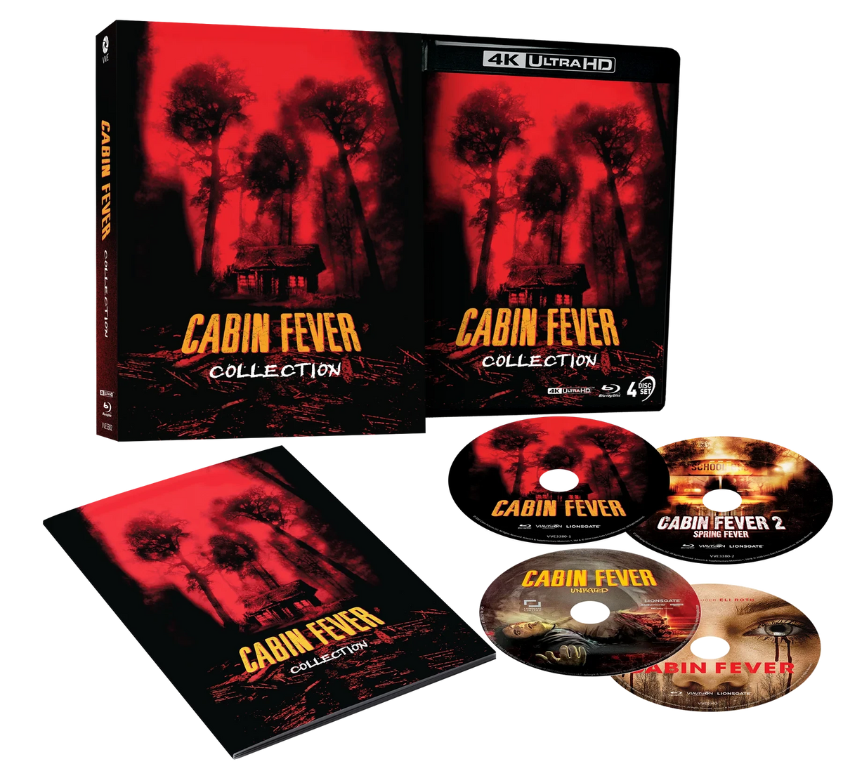 Box contents of Cabin Fever Collection (2002 - 2016) Limited Edition Hardcase [4K Ultra HD + Blu-ray] (Australian Import)