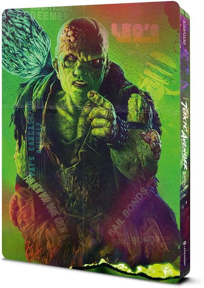 Back cover of The Toxic Avenger (2023) Limited Edition Steelbook (UK Import) [4K Ultra HD + Region B Blu-ray]