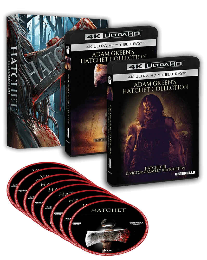 Box contents of Hatchet: The Collection [4K Ultra HD + Blu-ray] (Australian Import)