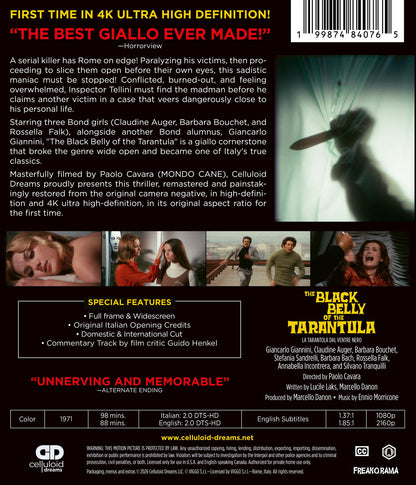 Back cover of The Black Belly of the Tarantula Standard Edition [4K Ultra HD + Blu-ray]