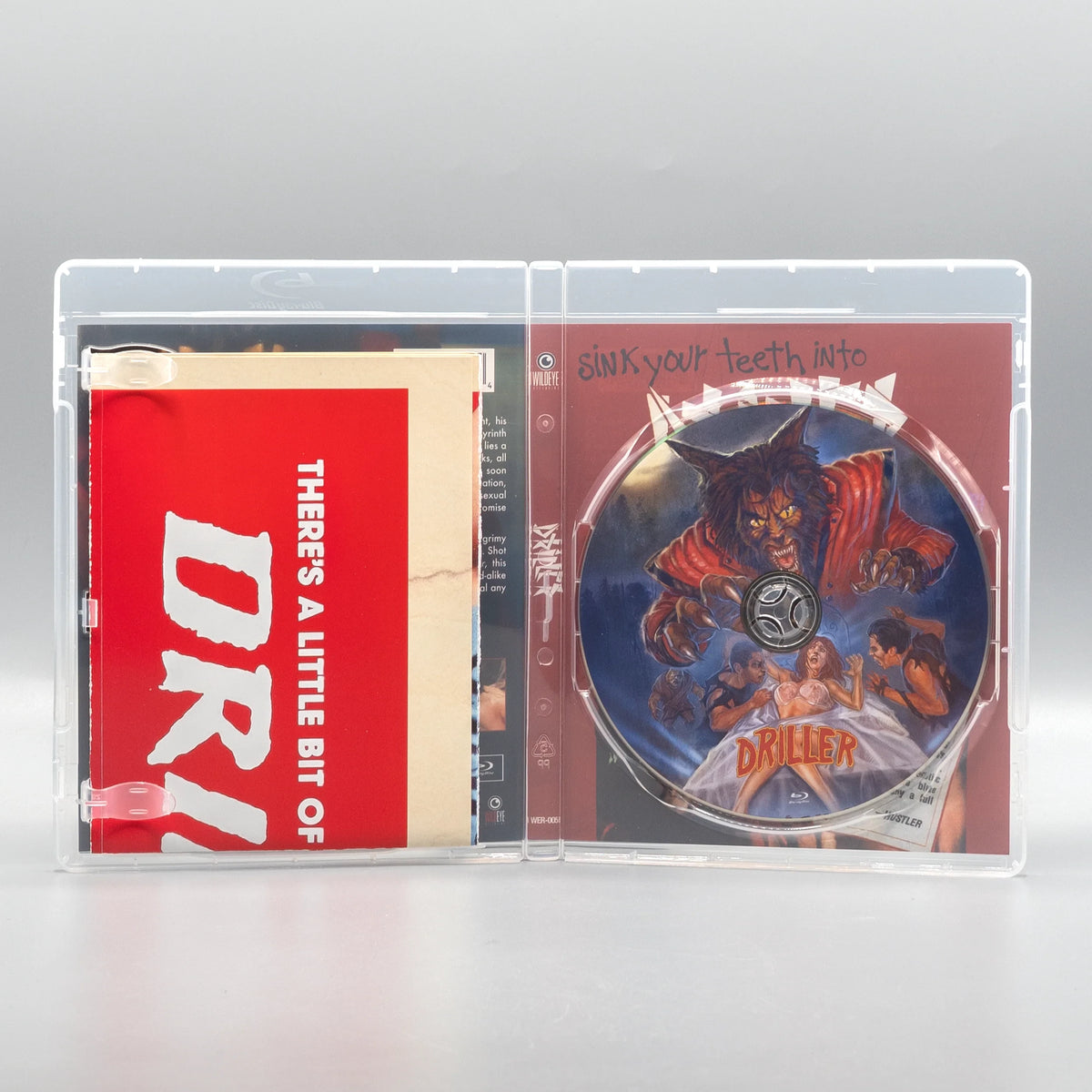 Open case showing disc art of Driller [Blu-ray]