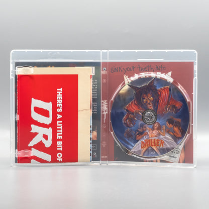 Open case showing disc art of Driller [Blu-ray]