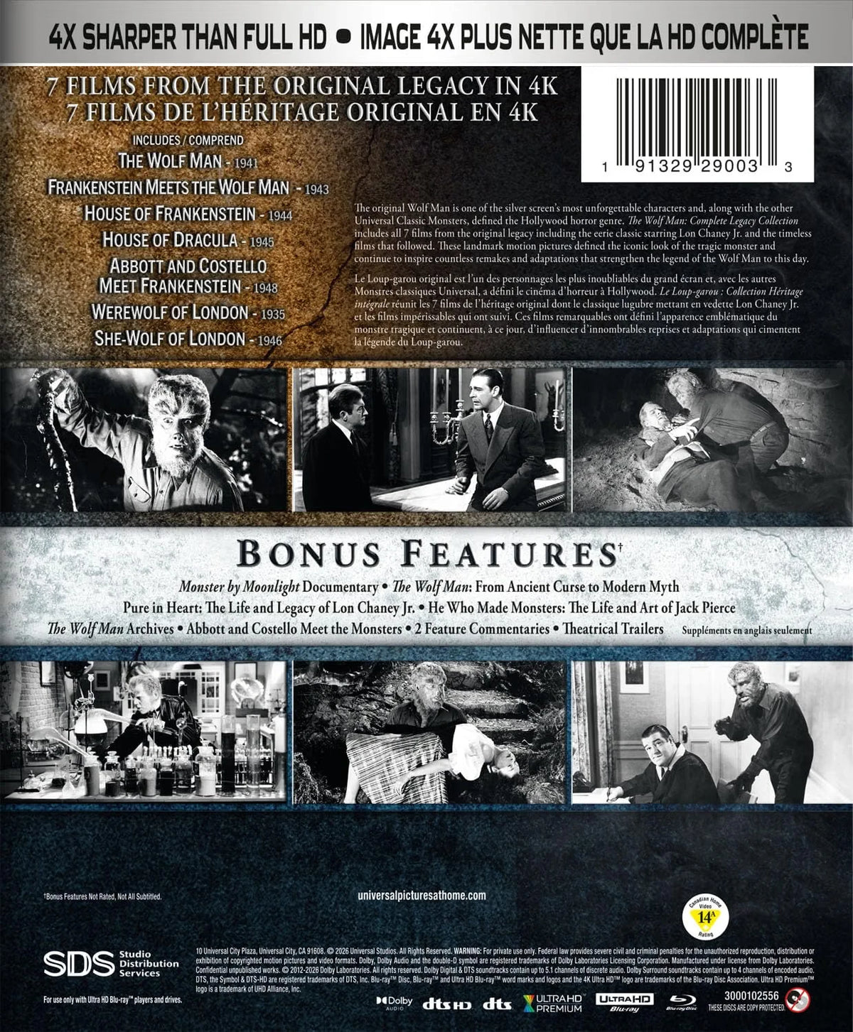 Back cover of The Wolf Man Complete Legacy Collection [4K Ultra HD]