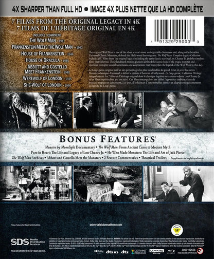 Back cover of The Wolf Man Complete Legacy Collection [4K Ultra HD]