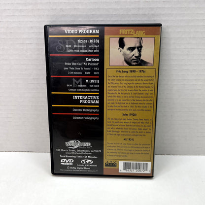 Back cover of Spies / M Limited Edition (Double Feature) [DVD]