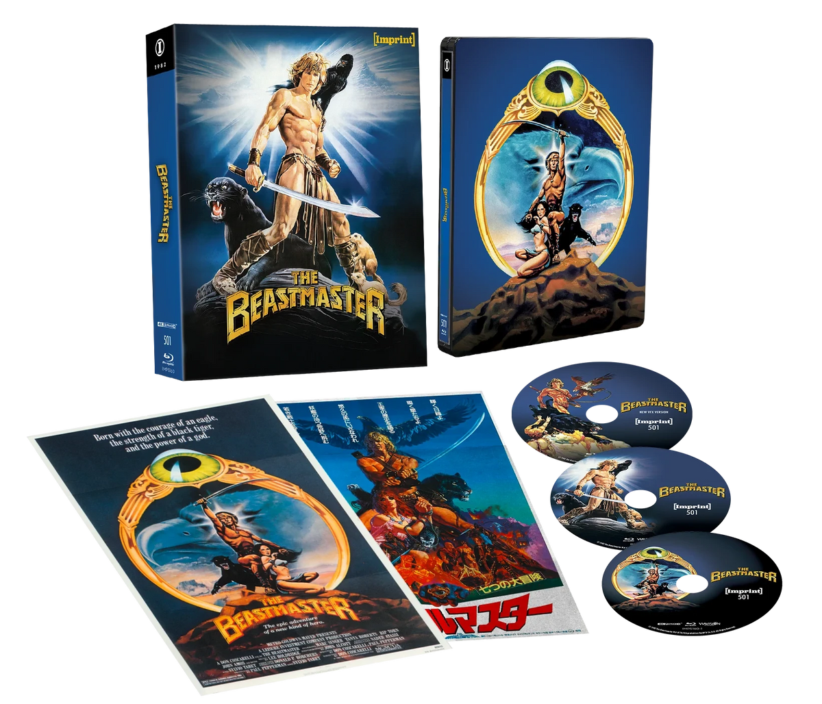 Box contents of The Beastmaster (1982) Steelbook Lenticular Hardcase [4K Ultra HD + Blu-ray] (Australian Import)