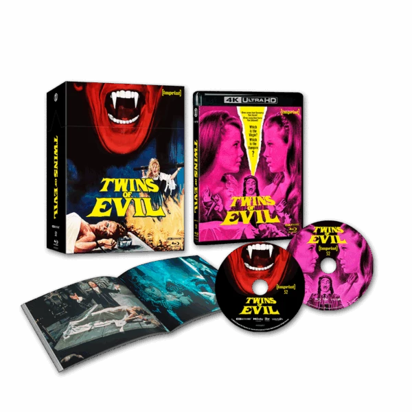 Box contents of Twins Of Evil (1971) Limited Edition Hardbox [4K Ultra HD + Blu-ray] (Australian Import)