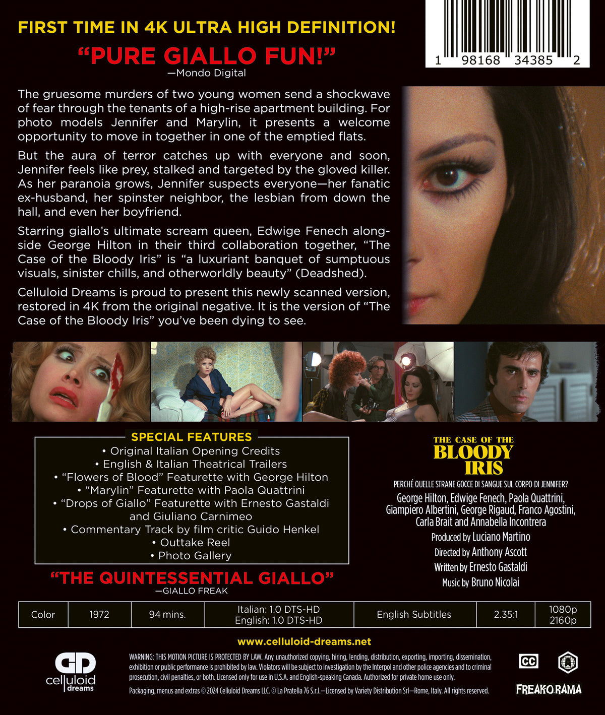 Back cover of The Case Of The Bloody Iris [4K Ultra HD + Blu-ray]