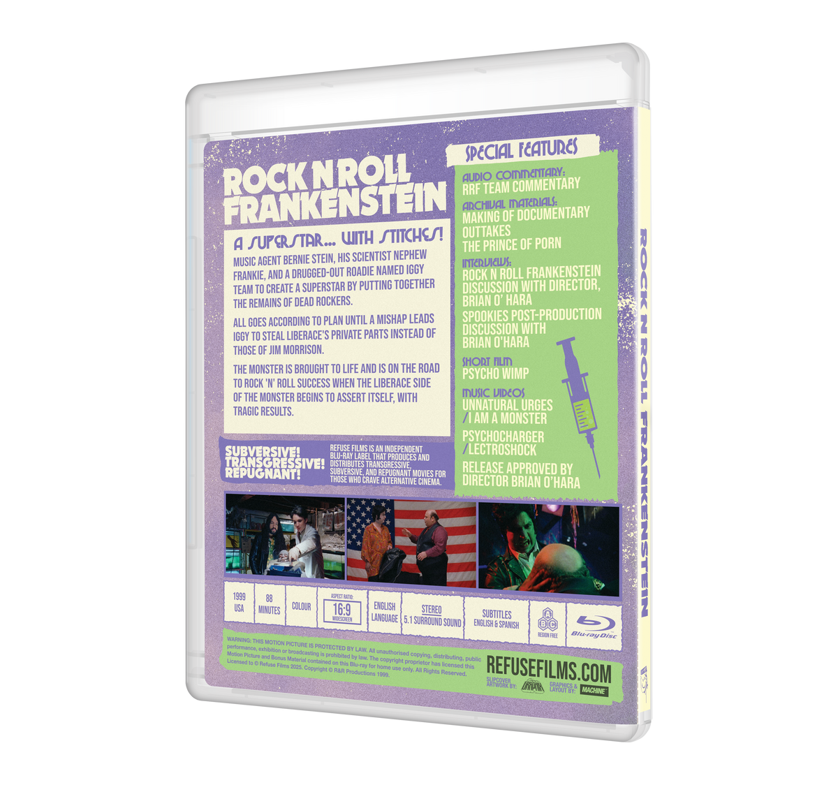 Back case of artwork of Rock N Roll Frankenstein [Region Free Blu-ray]