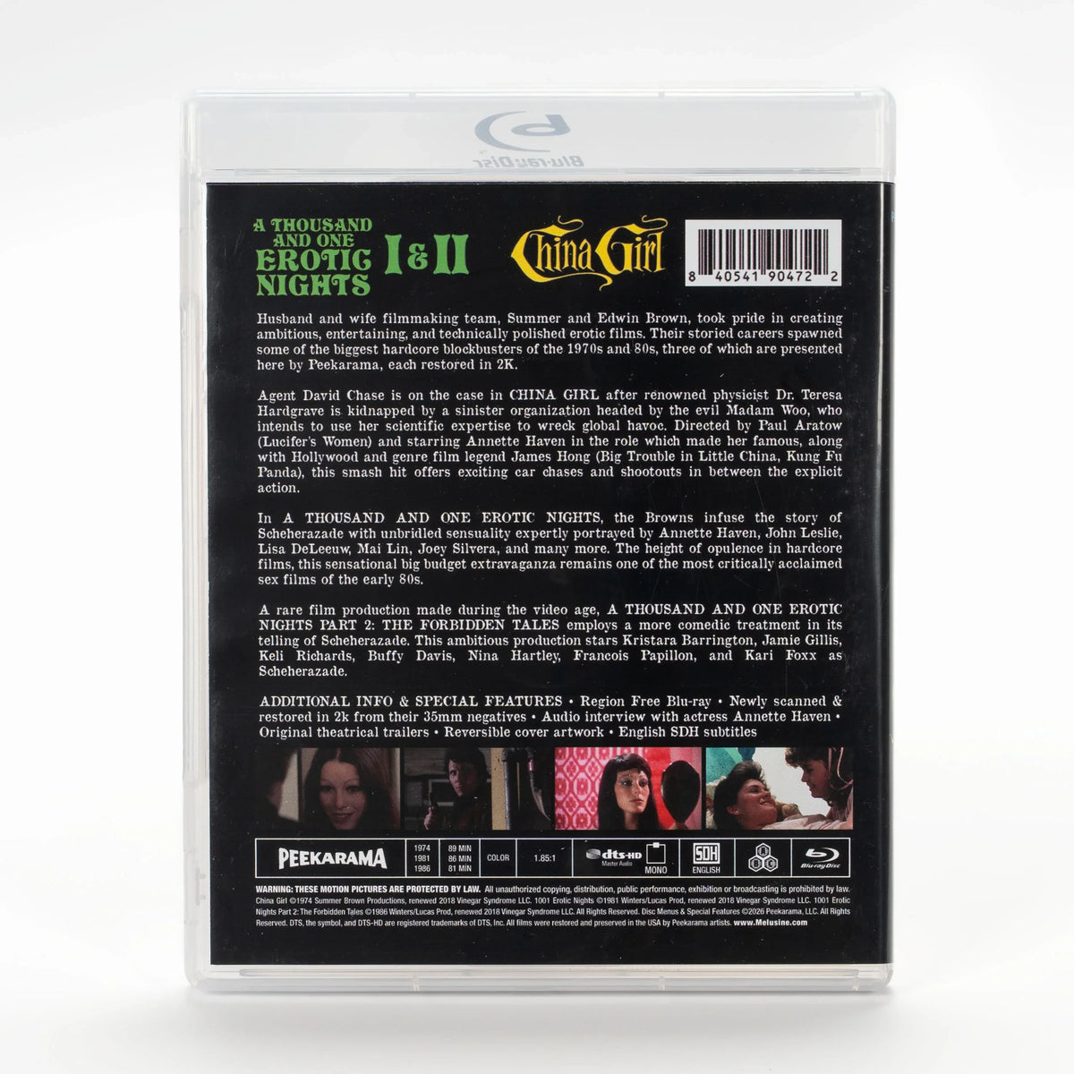 Back case of A Thousand and One Erotic Nights 1 & 2 + China Girl [Blu-ray]
