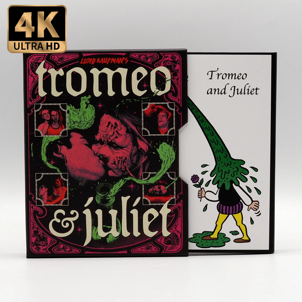 Open slipcase 1 showing slipcover of Tromeo & Juliet [4K Ultra HD + Blu-ray Set]