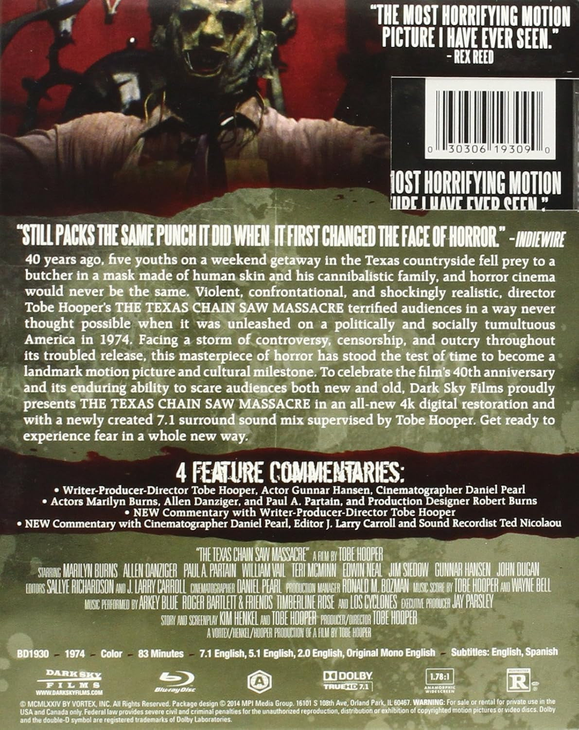 Back cover of The Texas Chain Saw Massacre: 40th Anniversary [Blu-ray]